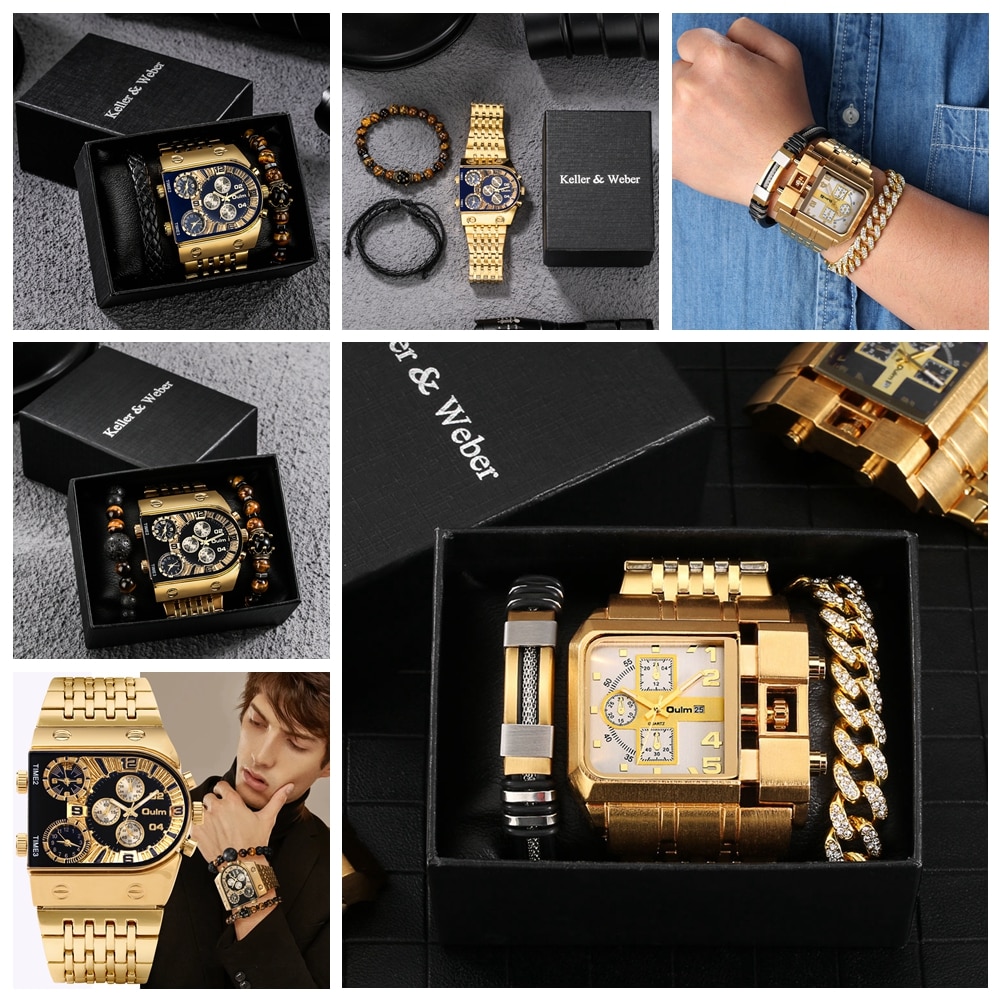 Luxury Gold Mens Watch With Bracelet Gift Set - Image 5