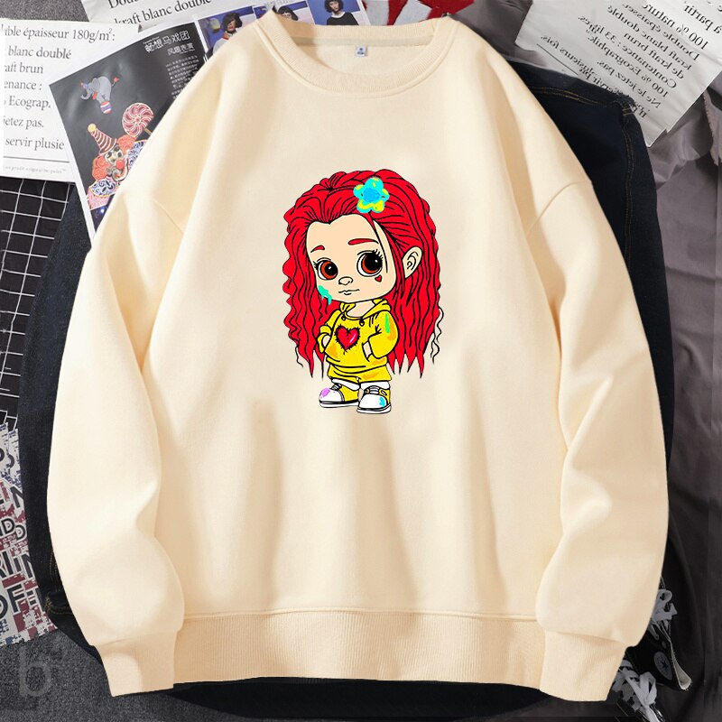 Karol G Merch Red Hair Hoodies Pullover Cotton - Image 2