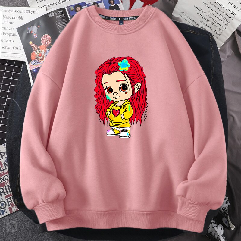 Karol G Merch Red Hair Hoodies Pullover Cotton - Image 4