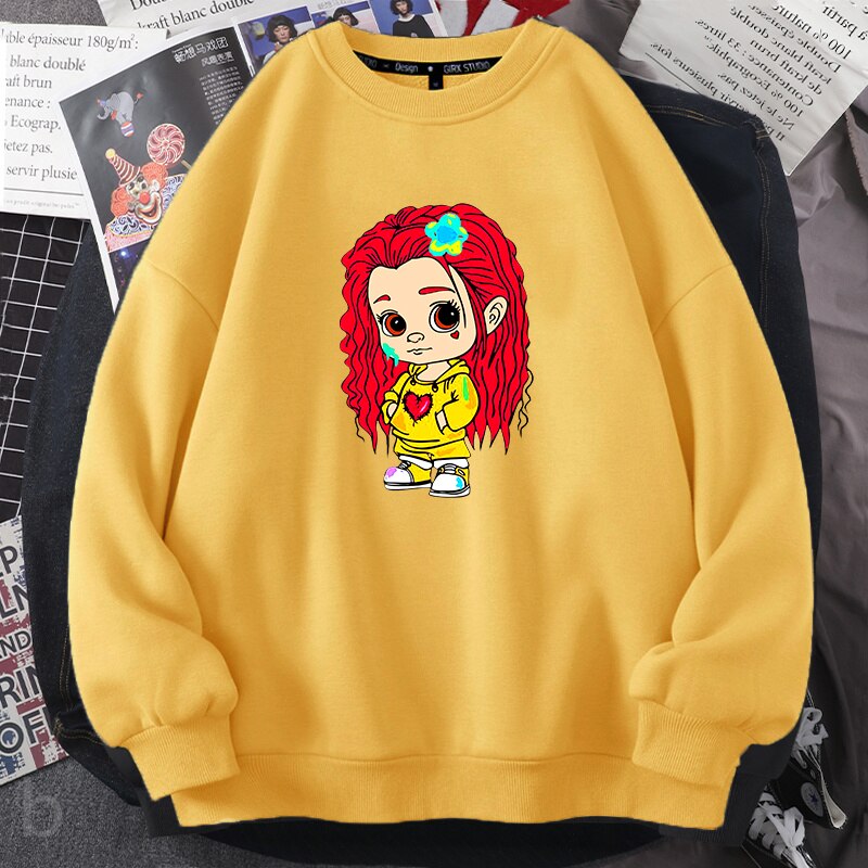 Karol G Merch Red Hair Hoodies Pullover Cotton - Image 5